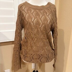 Love Stitch Tan Open-Knit Sweater (004)